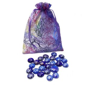 Runes - Blue with a Purple Bag